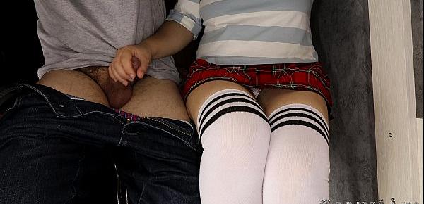  3¾ AGAIN SCHOOLGIRL HANDJOB CLASSMATE UNDER THE TABLE ON LESSON - SANYANY